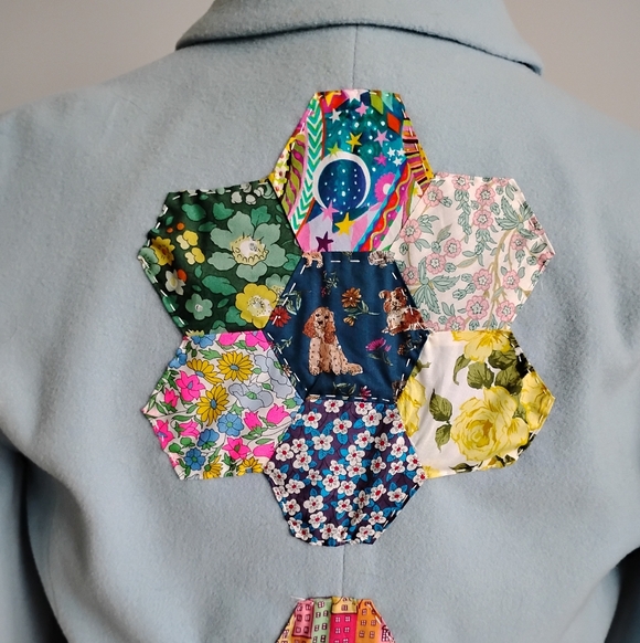Harvé Benard Wool Cashmere Upcycled Liberty Art Fabric Patchwork Jacket Size 12P - Picture 10 of 15